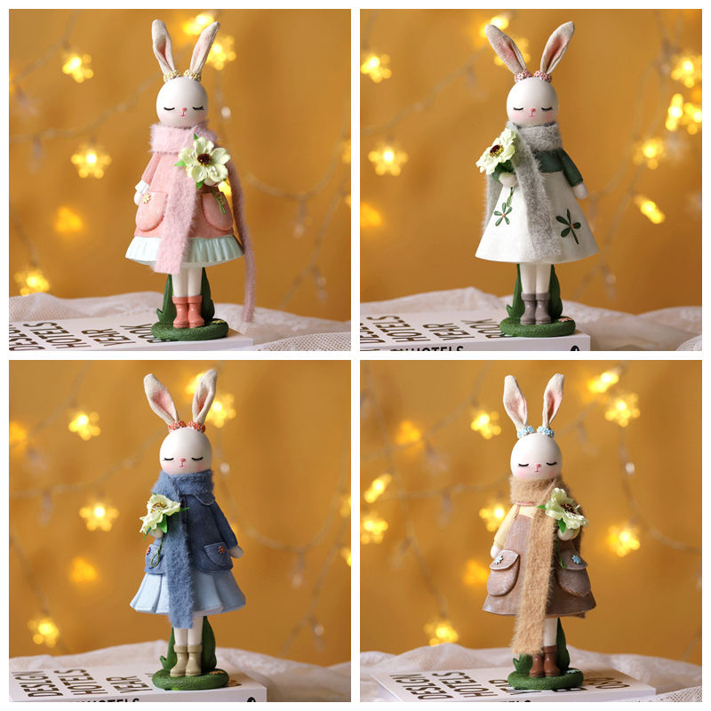 Science Of Happiness - Spring Floral Rabbit Resin Ornaments Home